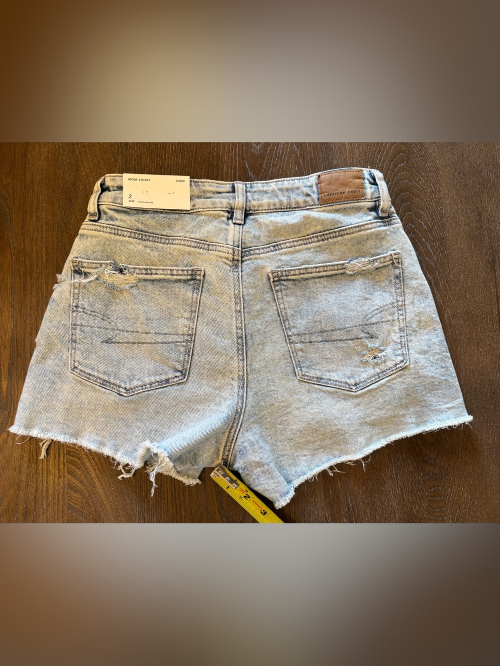 American Eagle Outfitters Light Wash Distressed Denim “Mom Shorts” - Picture 3 of 3